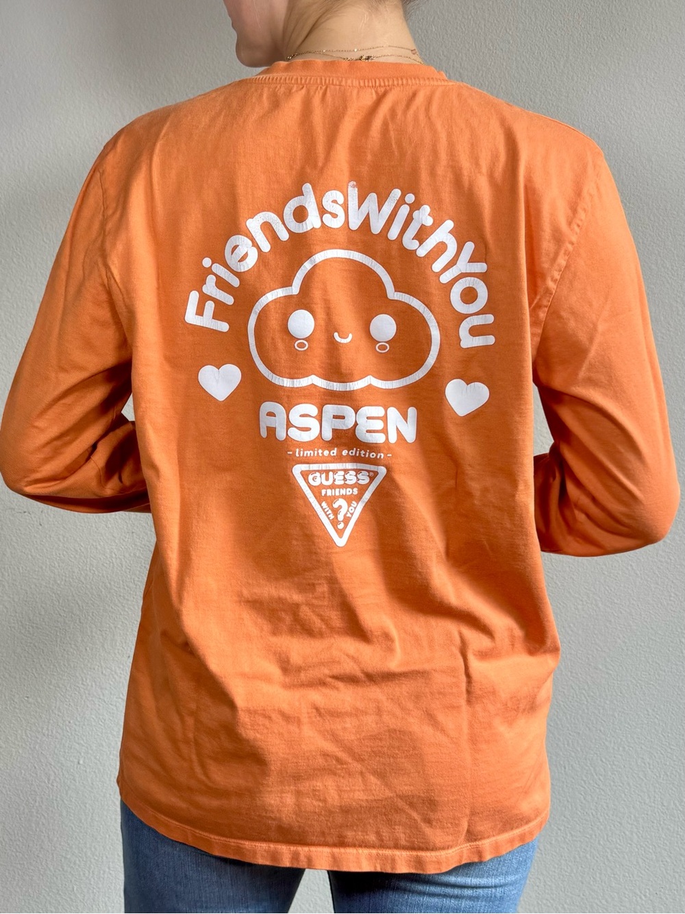 Limited Edition Guess x FriendsWithYou Aspen Long Sleeve Tee - Orange